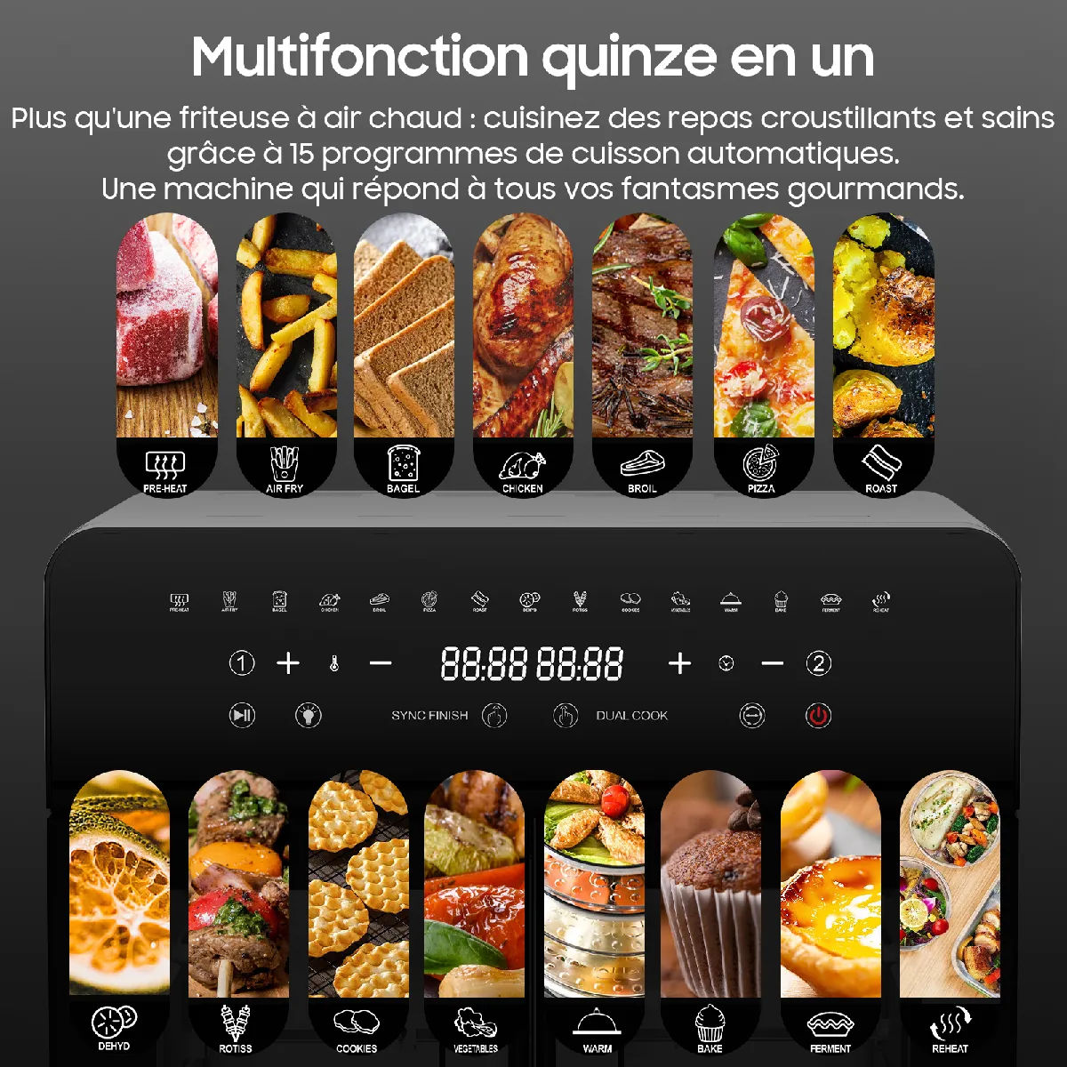 Friteuse Sans Huile DEWELLING  23L Dual Zone – 2200W XXL