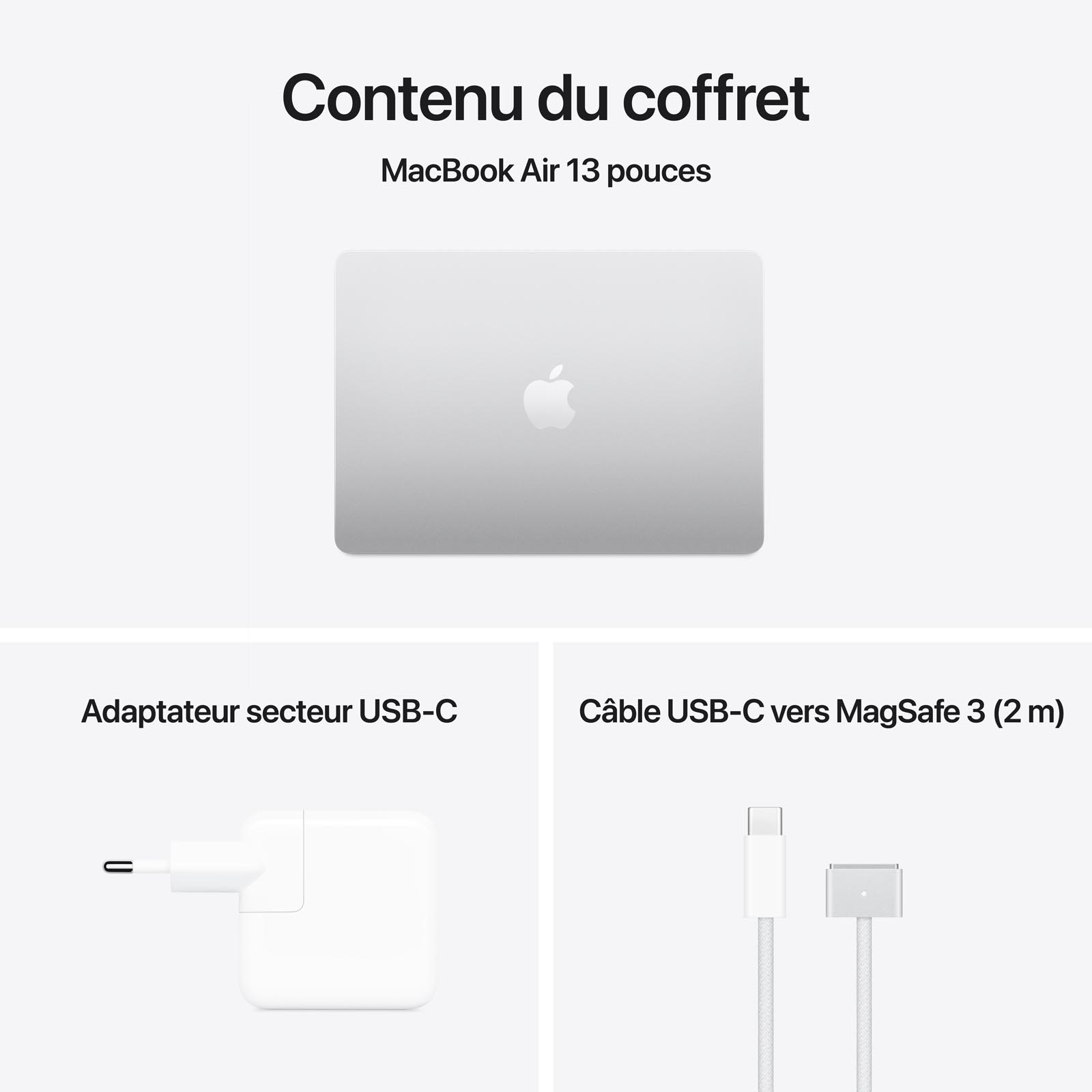 Ordinateur Apple MacBook Air M4 13 pouces (2025) Argent 16Go/256 Go (MW0W3FN/A)