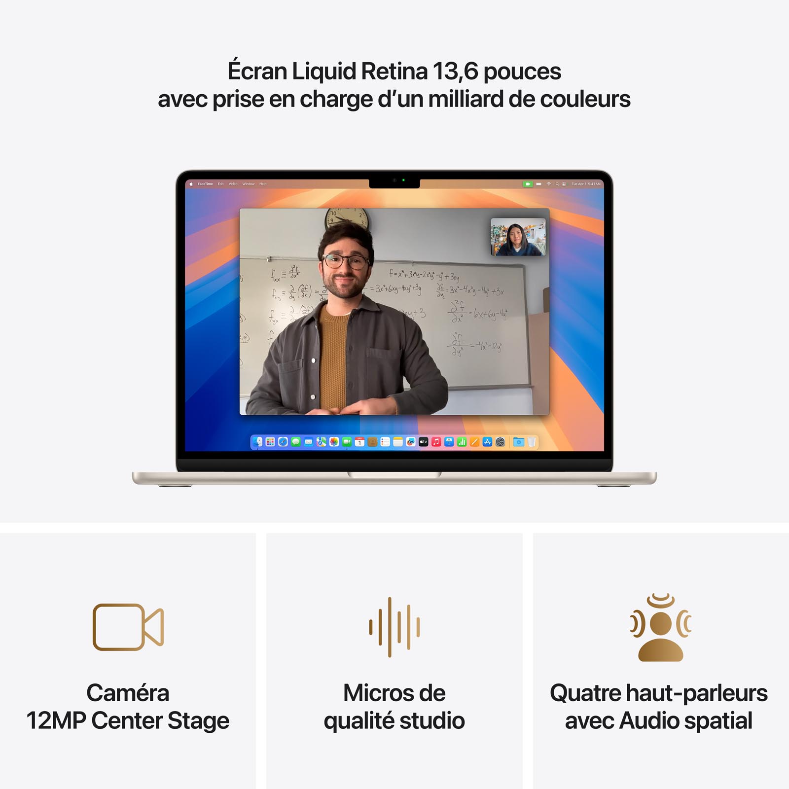 Ordinateur Apple MacBook Air M4 13 pouces (2025) Lumière stellaire 16Go/256 Go (MW0Y3FN/A)
