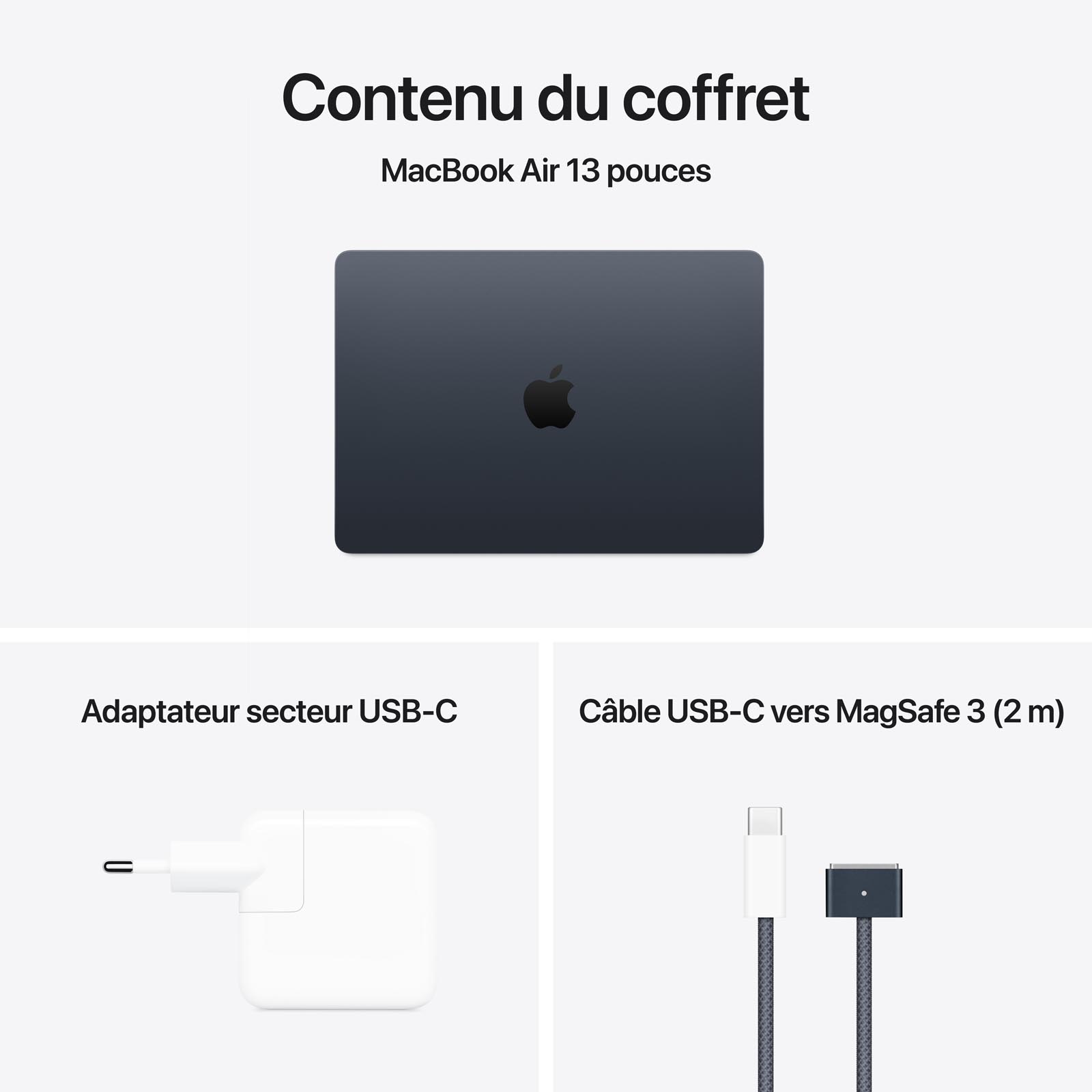 Ordinateur Apple MacBook Air M4 13 pouces (2025) Minuit 16Go/256 Go (MW123FN/A)