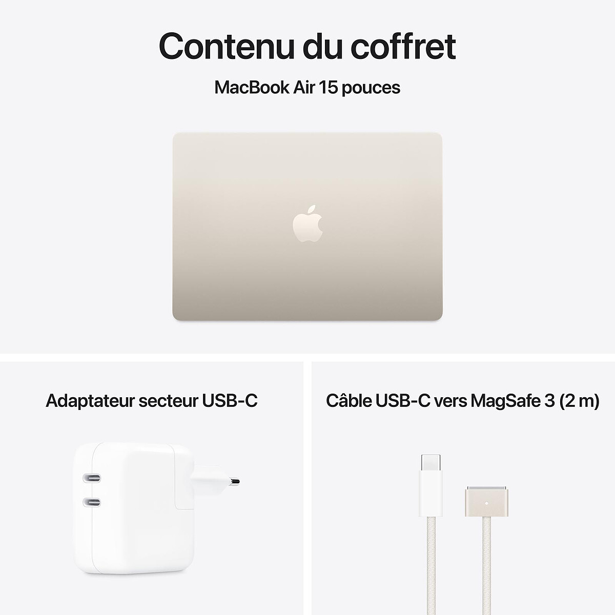 Ordinateur Apple MacBook Air M4 15 pouces (2025) Lumière stellaire 24Go/512 Go (MC6K4FN/A)