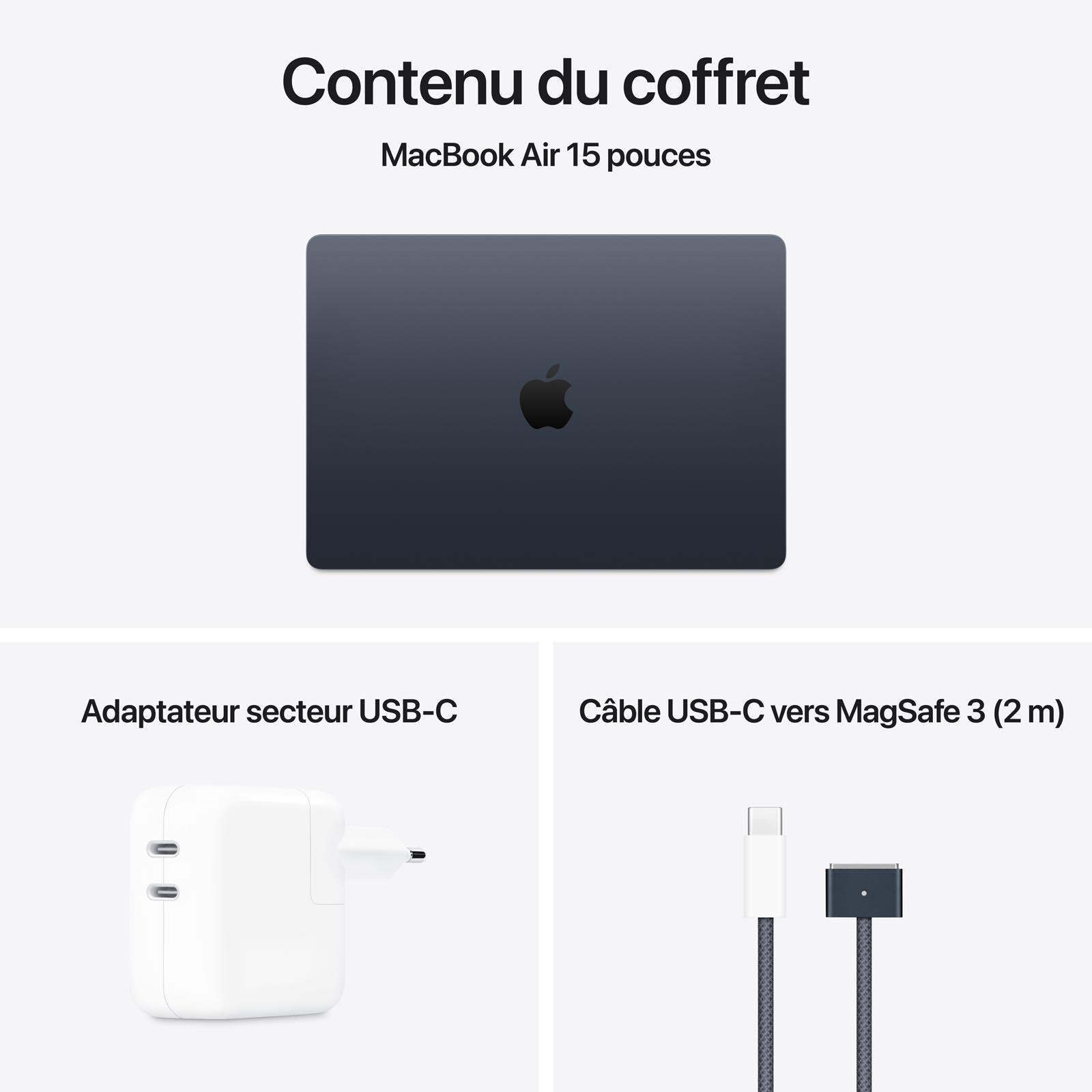 Ordinateur Apple MacBook Air M4 15 pouces (2025) Minuit 16Go/256 Go (MW1L3FN/A)