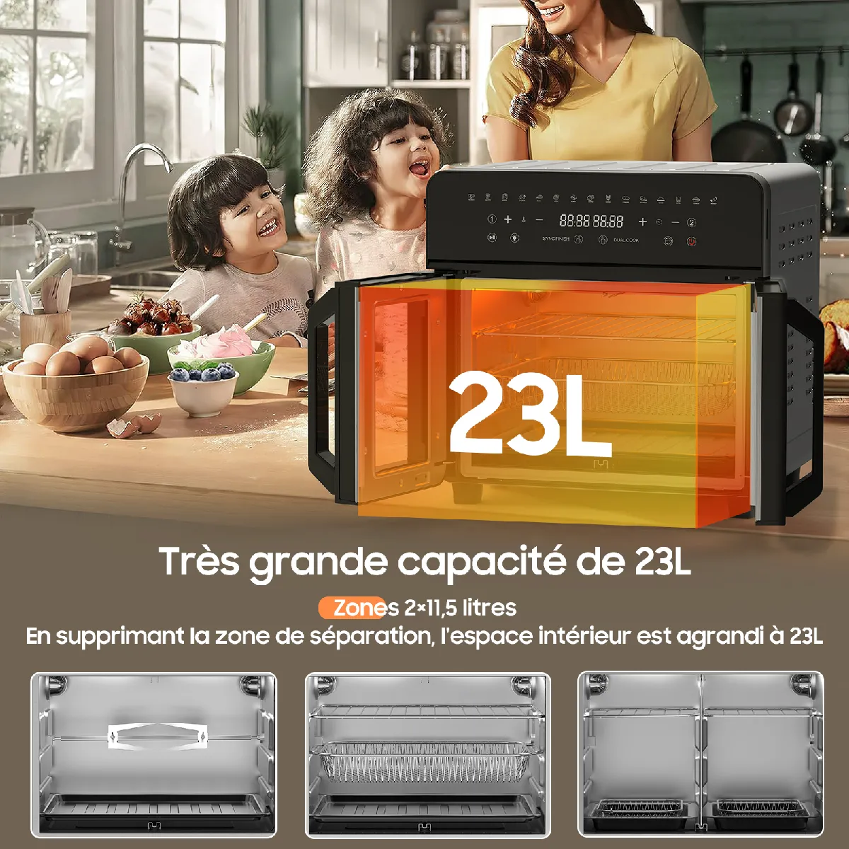Friteuse Sans Huile DEWELLING  23L Dual Zone – 2200W XXL