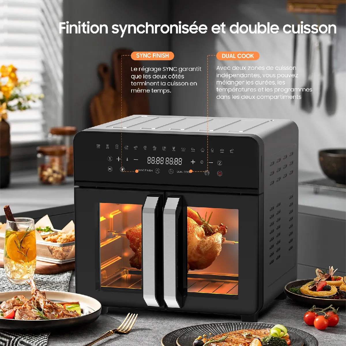 Friteuse Sans Huile DEWELLING  23L Dual Zone – 2200W XXL
