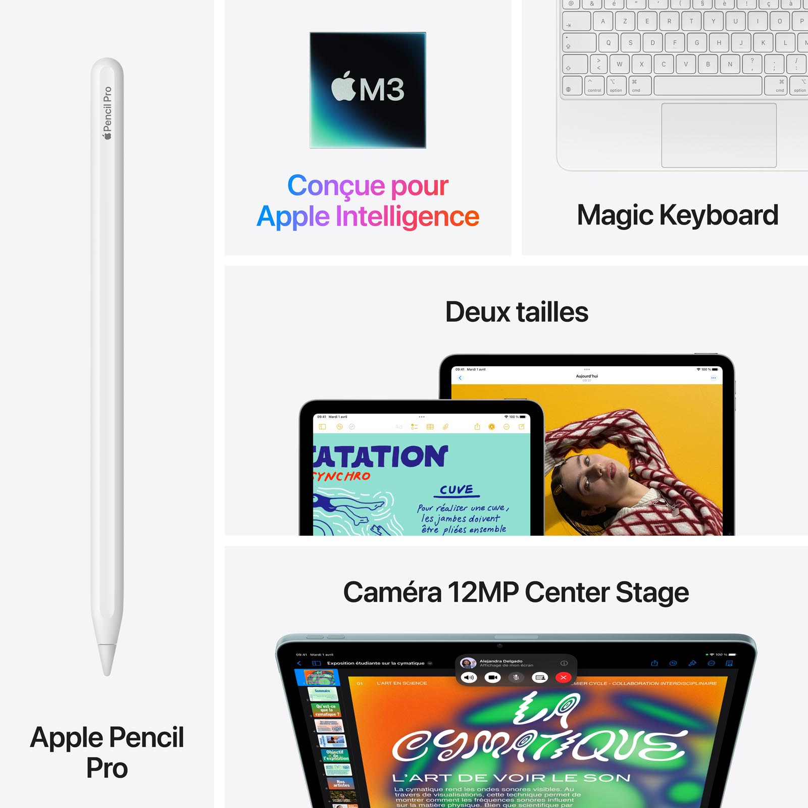 Tablette  Apple iPad Air M3 11 pouces (2025) Wi-Fi 256 Go Mauve