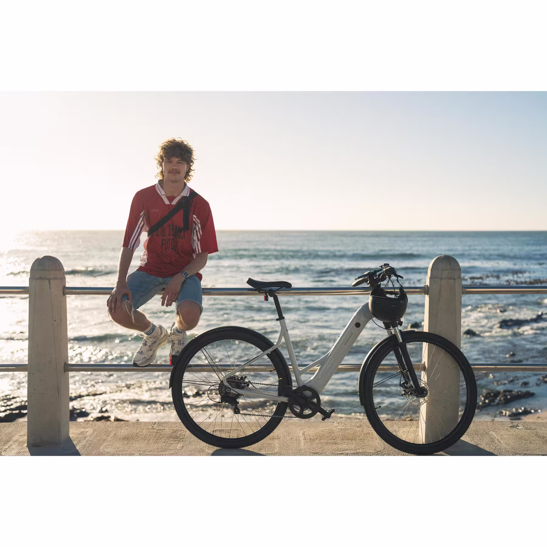 ROCKRIDER Vélo tout chemin électrique cadre bas, e-actv 100 gris perle